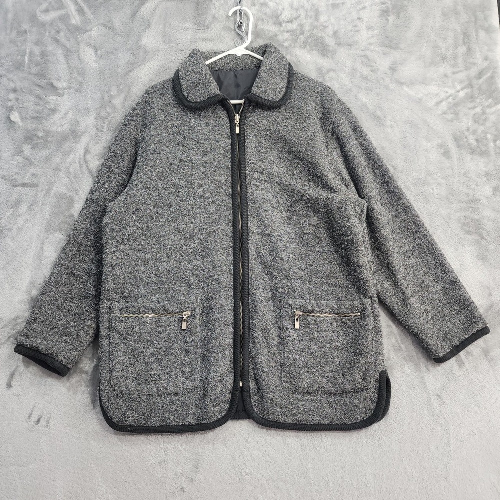 Vintage‎ Braetan Jacket Womens M Gray Reversible Marled Fleece Nylon Full Zip
